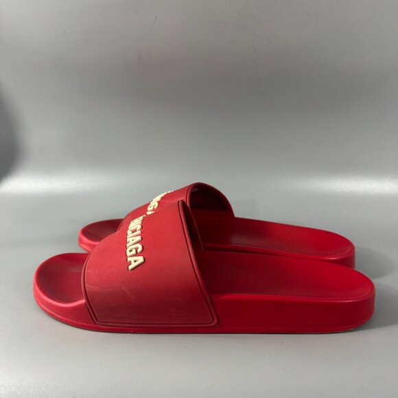 BALENCIAGA Men's Pool Slides in Red, Size US 12 - Picture 7 of 15